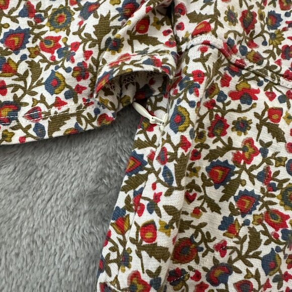 Toad & Co Floral V-Neck Shirt Women's SMALL Zip Pocket - Picture 2 of 6